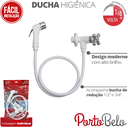 Ver imagem 2 de Ducha Higiênica C/ Registro 1/4 de Volta Comp. 120cm Linha Porto Belo Cor Branco e Cromado Durín