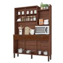 Ver imagem 3 de Armário de Cozinha Compacta 132cm Stella K02 Nogueira/Off White/Ripado - Mpozenato