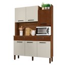 Ver imagem 1 de Armário de Cozinha Compacta 132cm Stella K02 Nogueira/Off White/Ripado - Mpozenato