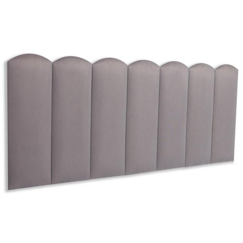 Cabeceira Casal Kit 7 Placas Modelo Nuvem - Suede Cinza