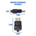 Ver imagem 3 de Kit 10 Plug Macho 20a Pino Macho 2 Pino + Terra 20a 250v Ilumi Cor:preto