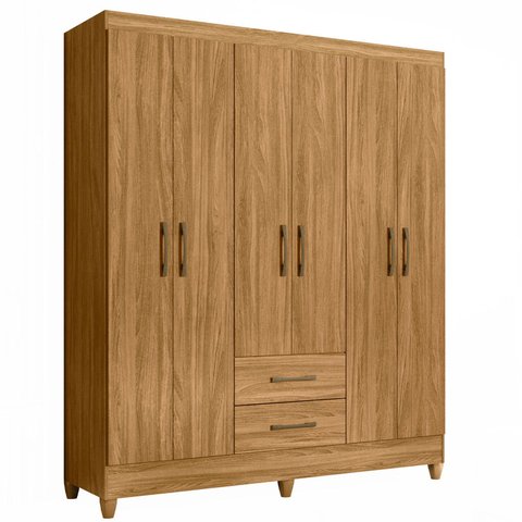 Guarda Roupa Roupeiro Casal Panama 6 Portas 2 Gavetas Freijo - Moval