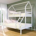 Ver imagem 1 de Beliche Casinha Casal/solteiro Slim Rb Madeira Maciça Branco Housin
