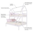 Ver imagem 3 de Beliche Casinha Casal/solteiro Slim Rb Madeira Maciça Branco Housin