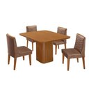 Ver imagem 1 de Conjunto: Mesa de Cozinha Maldivas Tampo Curvo 90cm+4 Cadeiras Maldivas Madeira Naturale - Capuccino
