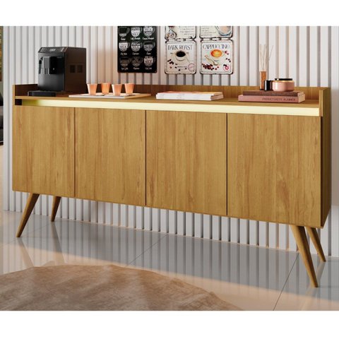 Buffet Aparador 4 Portas Gold Marrom/Mel/Pérola