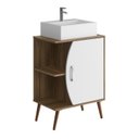 Ver imagem 3 de Gabinete para Banheiro 60cm com Pés sem Cuba 1 Porta Ghana Marrom/Branco/Nogal