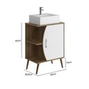 Ver imagem 4 de Gabinete para Banheiro 60cm com Pés sem Cuba 1 Porta Ghana Marrom/Branco/Nogal
