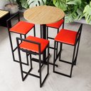 Ver imagem 1 de Conjunto Mesa Redonda Alta 4 Cadeiras Pequena Pinus Industrial Don Castro Decor Industrial
