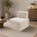 Ver imagem 2 de Poltrona Cubo Decorativa para Sala de Estar Linho:Linho Bege