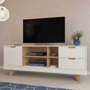 Ver imagem 1 de Rack para TV até 60 Polegadas 2 Gavetas Michigan - Artely - Off White com Carvalho