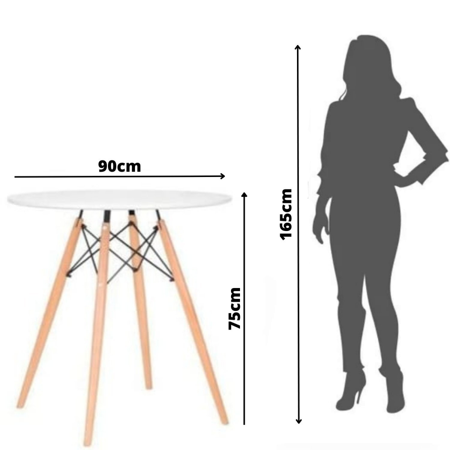 Mesa de Jantar Redondo 90cm Eiffel Charles Eames Wood Tampo MDF - 4
