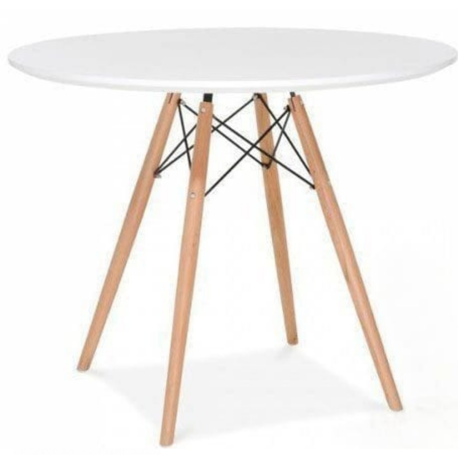 Mesa de Jantar Redondo 90cm Eiffel Charles Eames Wood Tampo MDF - 1