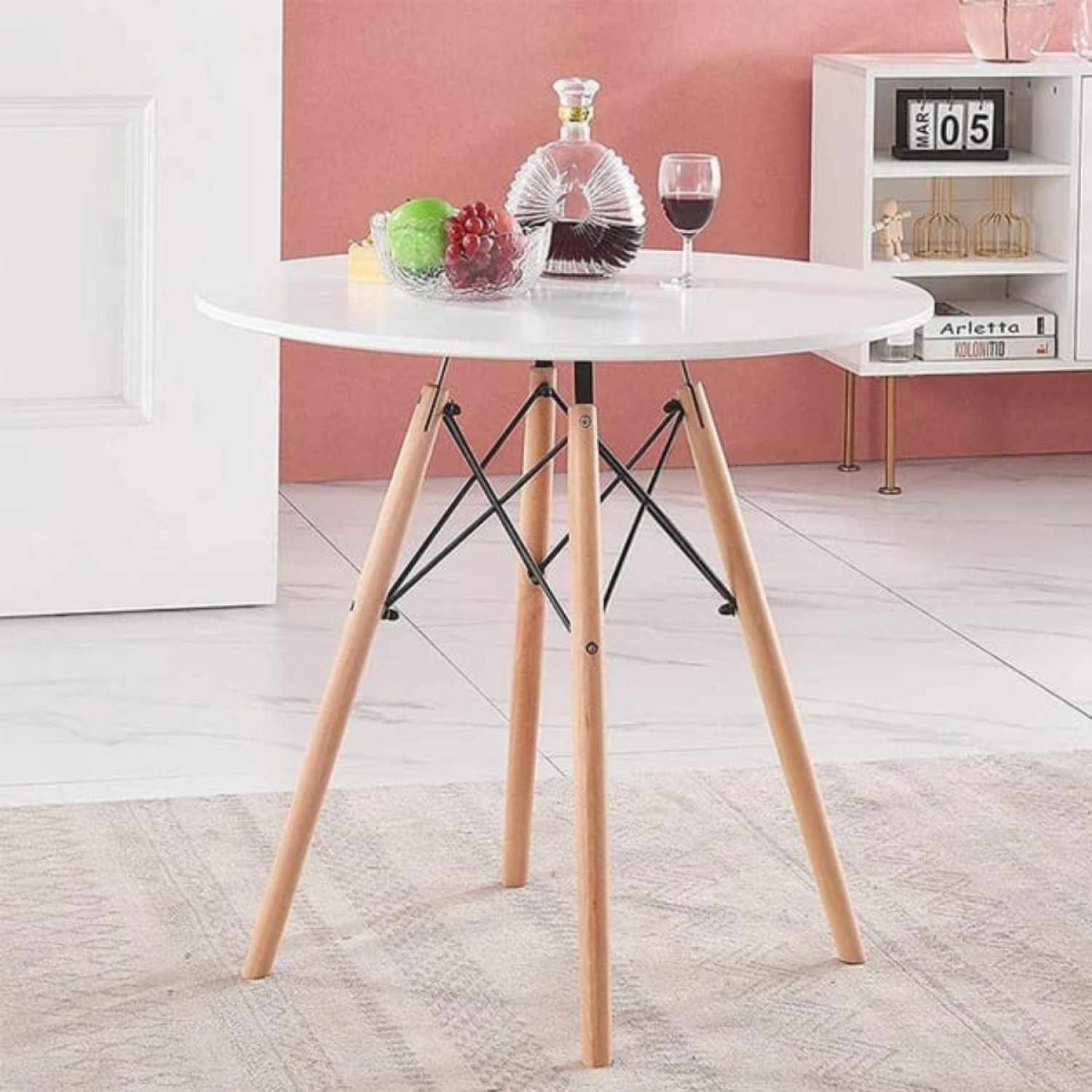 Mesa de Jantar Redondo 90cm Eiffel Charles Eames Wood Tampo MDF - 2