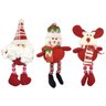 Kit Papai Noel, Boneco de Neve e Rena Pelúcia Pendente Natal Perna Miçanga 15cm 3 Peças - 1