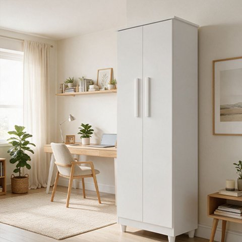 Armário Multiuso Organizador Compacto para Lavanderia Escritório Cozinha e Apartamento Branco