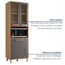 Ver imagem 7 de Paneleiro de Cozinha com Nicho 4 Portas e Vidro Reflecta Salvador Cinza/Cinamomo/Grafite