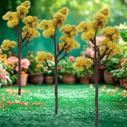 Kit 4 Plantas Artificial Mamonas Amarelo Escuro Enfeite 70cm - 2
