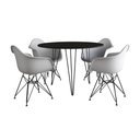 Ver imagem 6 de Mesa Jantar Redonda 90Cm Preta Clips 3 Pés Com 4 Poltronas Brancas Ferro Preto - Cor: Preto