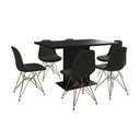 Ver imagem 6 de Mesa Jantar Londres Retangular Preta 137x90cm 6 Cadeiras Estofadas Verde Base Dourado