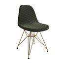 Ver imagem 5 de Mesa Jantar Londres Retangular Preta 137x90cm 6 Cadeiras Estofadas Verde Base Dourado