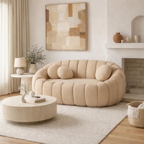 Namoradeira Concha Decorativa 190cm Sala Suede:bege/liso