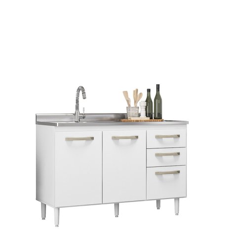 Balcão para Pia Aline sem Tampo 118 cm Branco