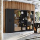 Ver imagem 1 de Conjunto Home Office 4 Peças 3 Estante 1 Armário Espresso Móveis