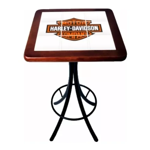 Conjunto Mesa Quadrada Bistrô Azulejo Harley Davidson-imbuia - 2