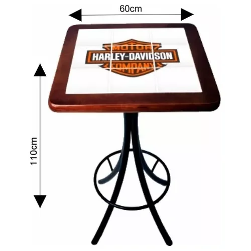 Conjunto Mesa Quadrada Bistrô Azulejo Harley Davidson-imbuia - 3