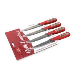 Jogo 4 Facas de Cozinha Aço Inox Cabo Vermelho Betty Crocker - 2