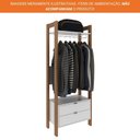 Ver imagem 7 de Guarda-roupa Closet com Cabideiro Prateleira e 2 Gavetas Az1011 Tecnomobili Amêndoa/branco
