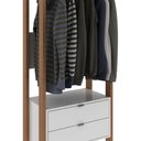 Ver imagem 6 de Guarda-roupa Closet com Cabideiro Prateleira e 2 Gavetas Az1011 Tecnomobili Amêndoa/branco