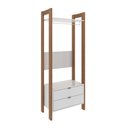 Ver imagem 2 de Guarda-roupa Closet com Cabideiro Prateleira e 2 Gavetas Az1011 Tecnomobili Amêndoa/branco