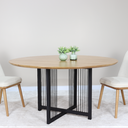 Ver imagem 3 de Mesa Cruzados Ø140 cm tampo em Madeira Amêndoa e Metal Preto Corda Preta