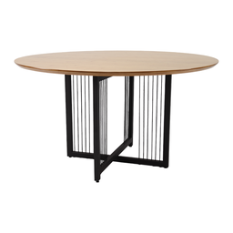 Mesa Cruzados Ø140 cm tampo em Madeira Amêndoa e Metal Preto Corda Preta - 1 Mesa Cruzados Ø140 cm tampo em Madeira Amêndoa e Metal Preto Corda Preta - 1