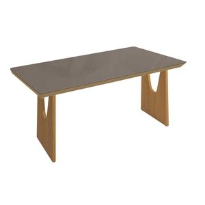 Mesa Multiuso Cozinha Mila Premium Madeira Maciça C/ Tampo Madeirado C/ Vidro 200x100cm Carvalho/