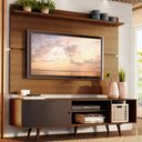 Ver imagem 1 de Rack Madesa Dubai e Painel para Tv até 65 Polegadas com Pés - Rustic/preto 7k5z