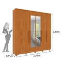 Ver imagem 3 de Guarda Roupa Casal com Espelho e pés 6 Portas 4 Gavetas 239cm Veneza