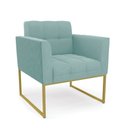 Ver imagem 1 de Poltrona Sala Decorativa Elisa Base Industrial Dourada Cotelê Ext/veludo Menta D03 - D’Rossi