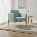 Ver imagem 2 de Poltrona Sala Decorativa Elisa Base Industrial Dourada Cotelê Ext/veludo Menta D03 - D’Rossi
