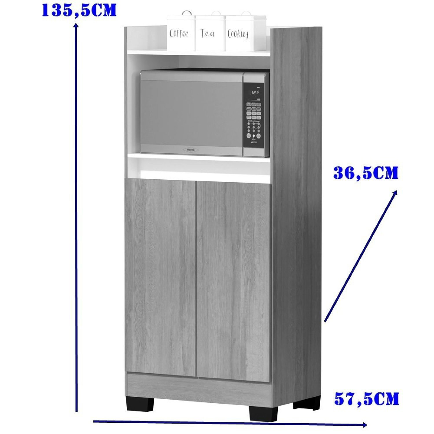 Balcão para Cozinha 2 Portas 1 Nicho Jet Luxo - 4