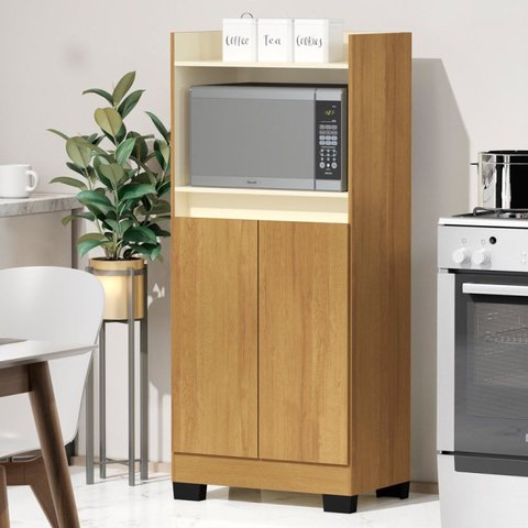 Balcão para Cozinha 2 Portas 1 Nicho Jet Luxo Marrom/Mel/Pérola