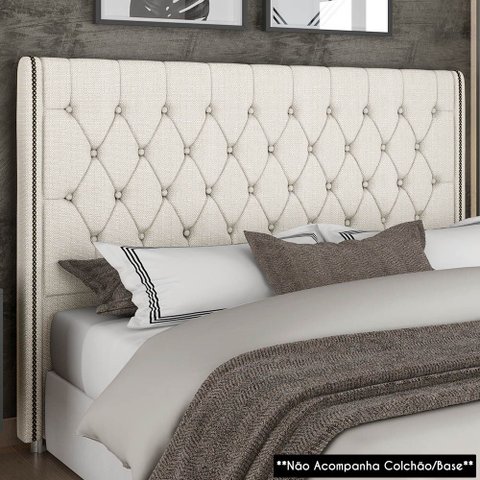 Cabeceira Cama Box Casal Queen 160cm Florenza P02 Linho Creme - Mpozenato