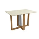 Ver imagem 1 de Base Mesa de Jantar Antonela C/ Tampo Madeirado C/ Vidro 120x80cm Canela/vidro Off White -