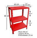Ver imagem 5 de Estante de Aço Vermelha Mini com 3 Prateleiras 45x27cm 45kg Coluna Bipartida para Escritório Quartos