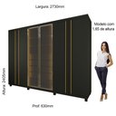 Ver imagem 7 de Guarda Roupas Casal 6 Portas com Pés e LED Absolut New Reflecta 100% MDF Preto/Grafite