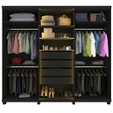 Ver imagem 3 de Guarda Roupas Casal 6 Portas com Pés e LED Absolut New Reflecta 100% MDF Preto/Grafite