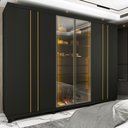 Ver imagem 1 de Guarda Roupas Casal 6 Portas com Pés e LED Absolut New Reflecta 100% MDF Preto/Grafite