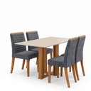 Ver imagem 2 de Conjunto Sala de Jantar Mesa Manu 120cm Tampo MDF e Vidro Canto Reto 4 Cadeiras Tainá